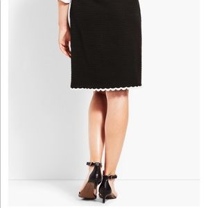 Talbots black tweed pencil skirt with white scallop hem NWT